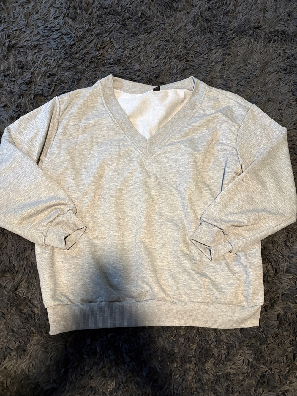 SHEIN Heather Gray V-Neck Sweater